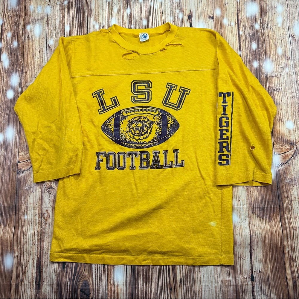 Vtg 50's 60's Artex USA Yellow LSU  Football Jersey Louisiana State Tigers Small